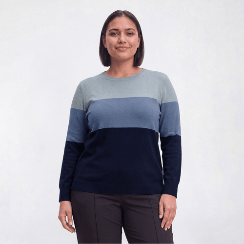 Plus Size Retrology Color Block Crew Neck Sweater